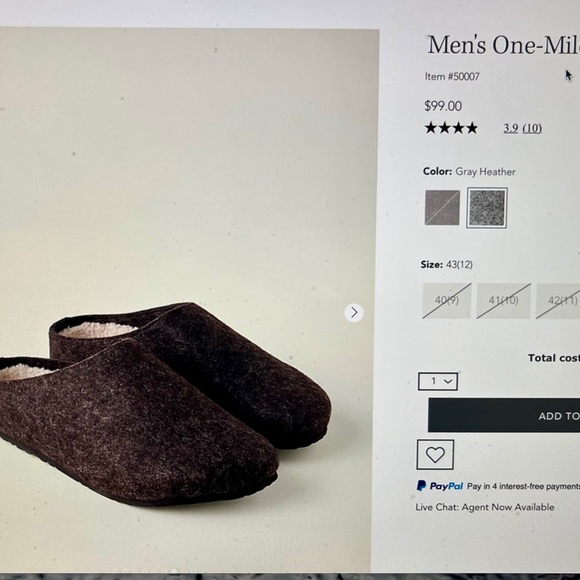 New in Box Unisex Garnet Hill brand wool slides sz 42 - Picture 3 of 8